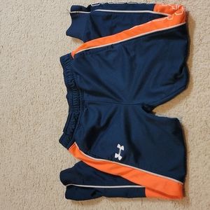 Boys size 5 Under Armour Velocity Jogger Pants orange and blue